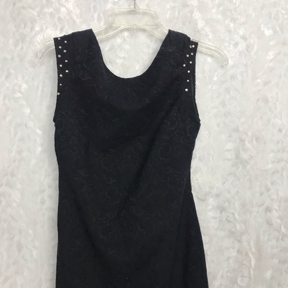 Zara Black Jacquard Dress Large Jeweled Sleeves - Picture 3 of 6
